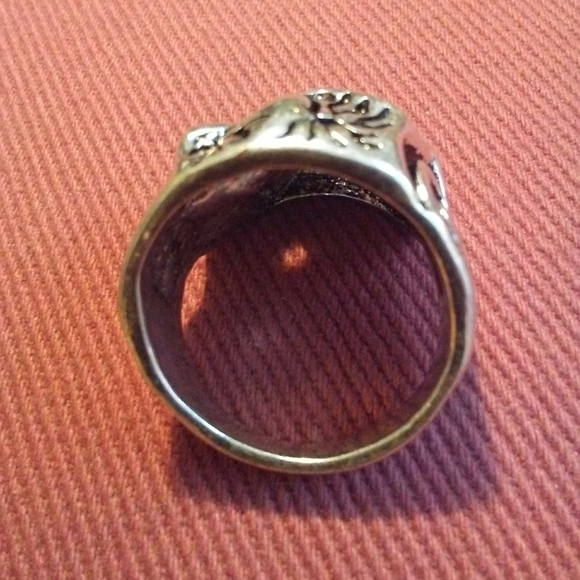 Skull Ring Heavy Metal Silver Big Cigar Smoking Unisex Biker Goth Rock Punk Sz 8 - Picture 8 of 8